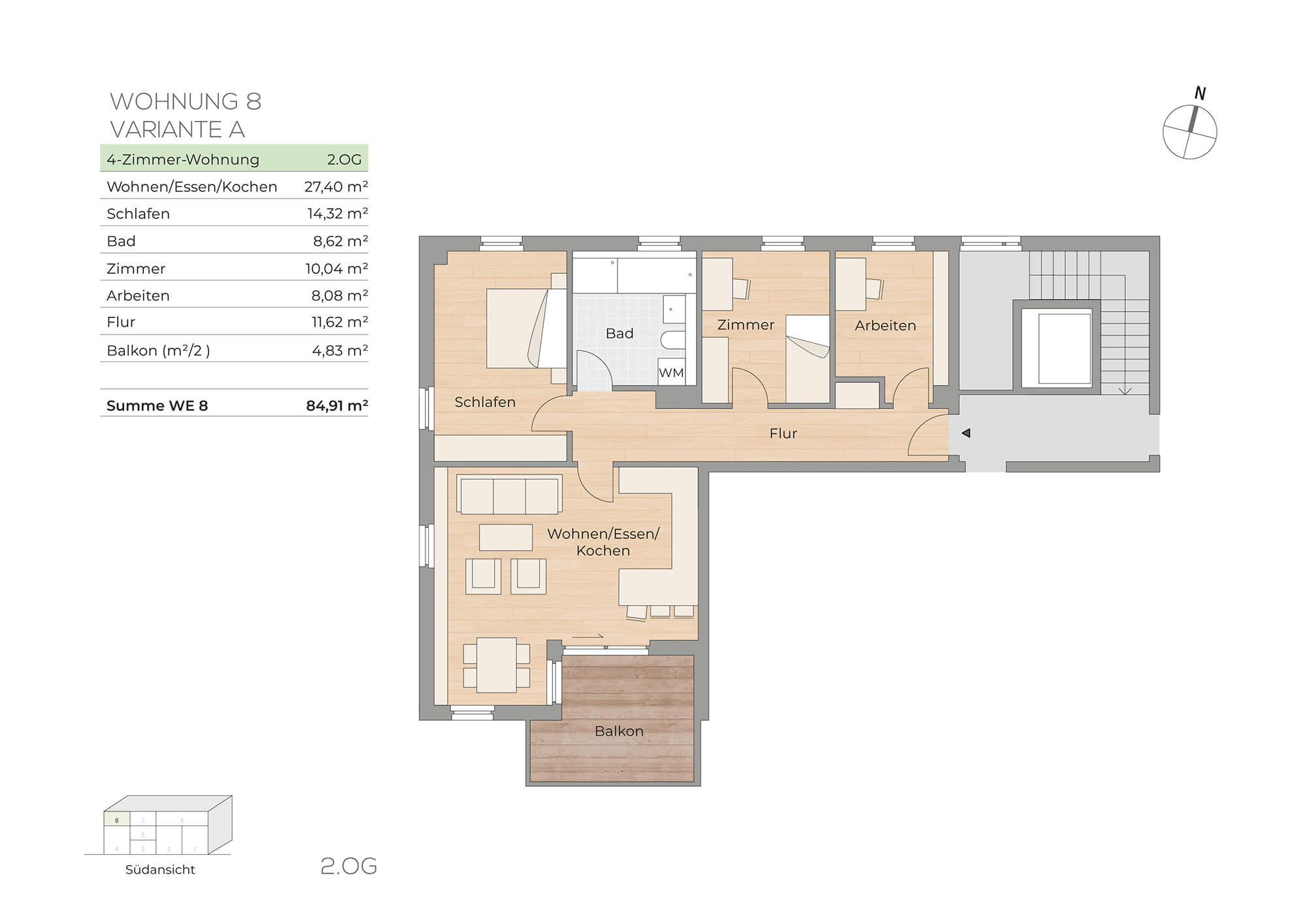 Grundriss Wohnung 8 Variante A